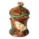 Old Tobacco Pot Janiform Head - Majolica Barbotine 19th Century - Medieval Style