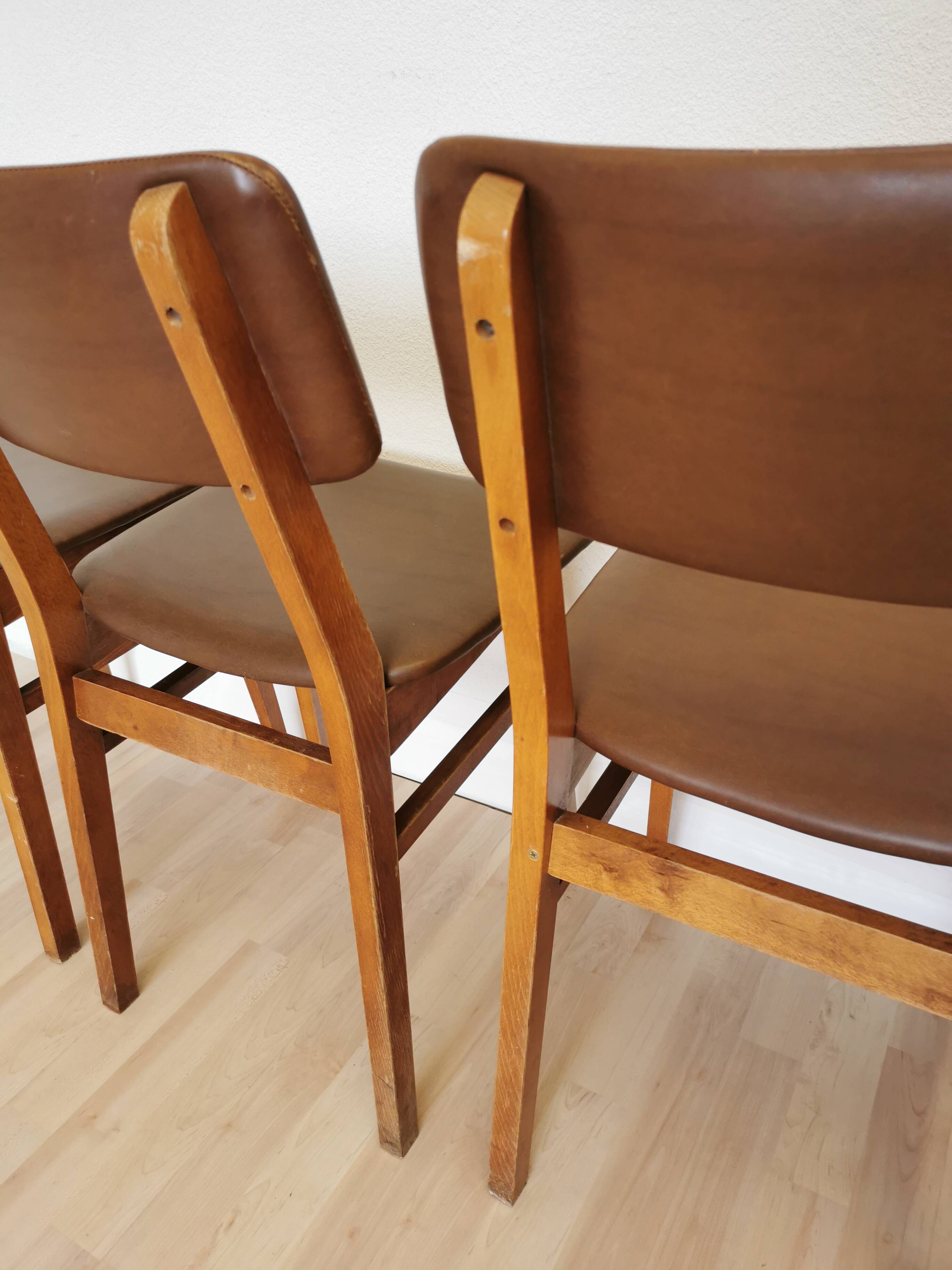 Vintage STOL Kamnik Dining Chairs (Set of 4): Mid-Century Leather Seat