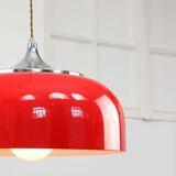 Grande suspension rouge Space Age de Guzzini, années 1960