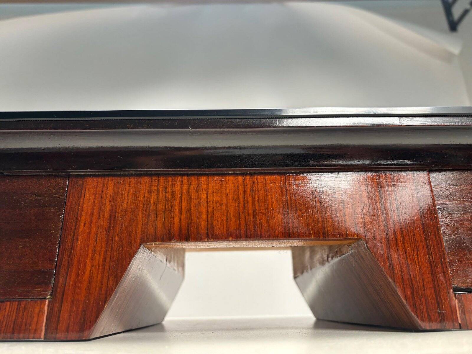 Mid-Century Italian Wood and Brass Console Table, 1950s