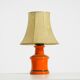 Beautiful 1960s orange ceramic table lamp with Cocoon shade | Made in Italy