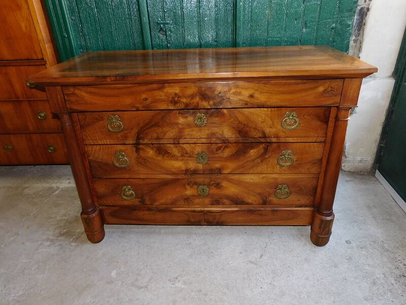 Commode empire en noyer d'epoque du xix ème siecle