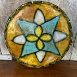 Ancien Dessous De Plat Style VALLAURIS Céramique Multicolore Made France #B774