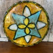 Antique VALLAURIS Style Trivet Multicolored Ceramic Made France #B774