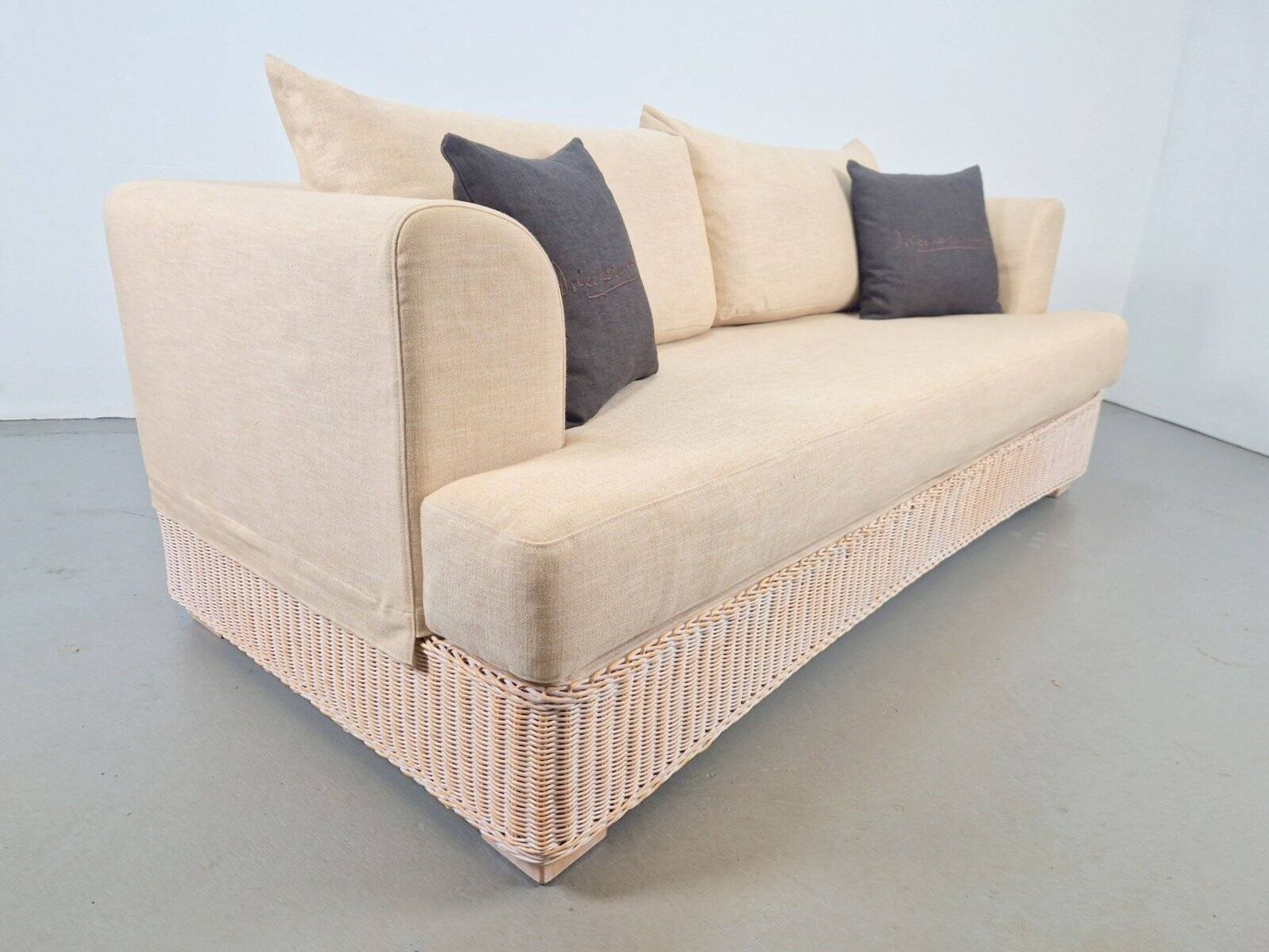 Modern Outdoor Wicker Linen Sofa by DFN SRL for Dolcefarniente Leda, Italy