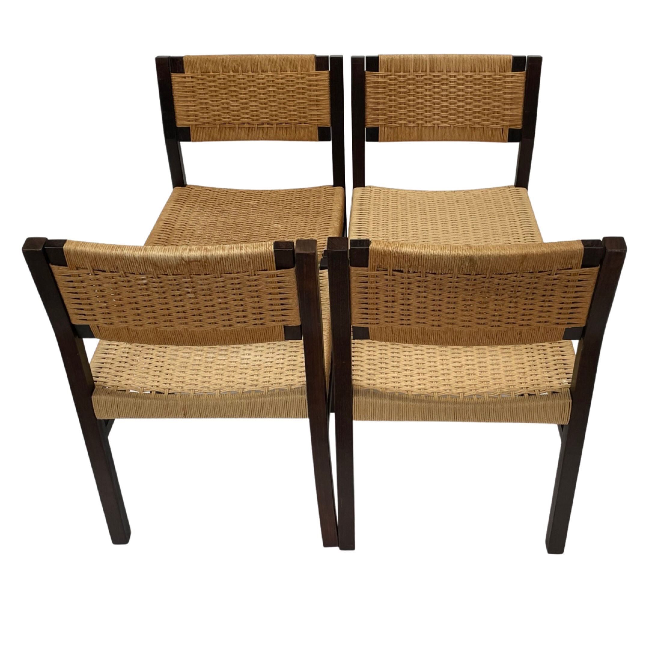 Vintage dining room chairs with papercord seat / 1970 design