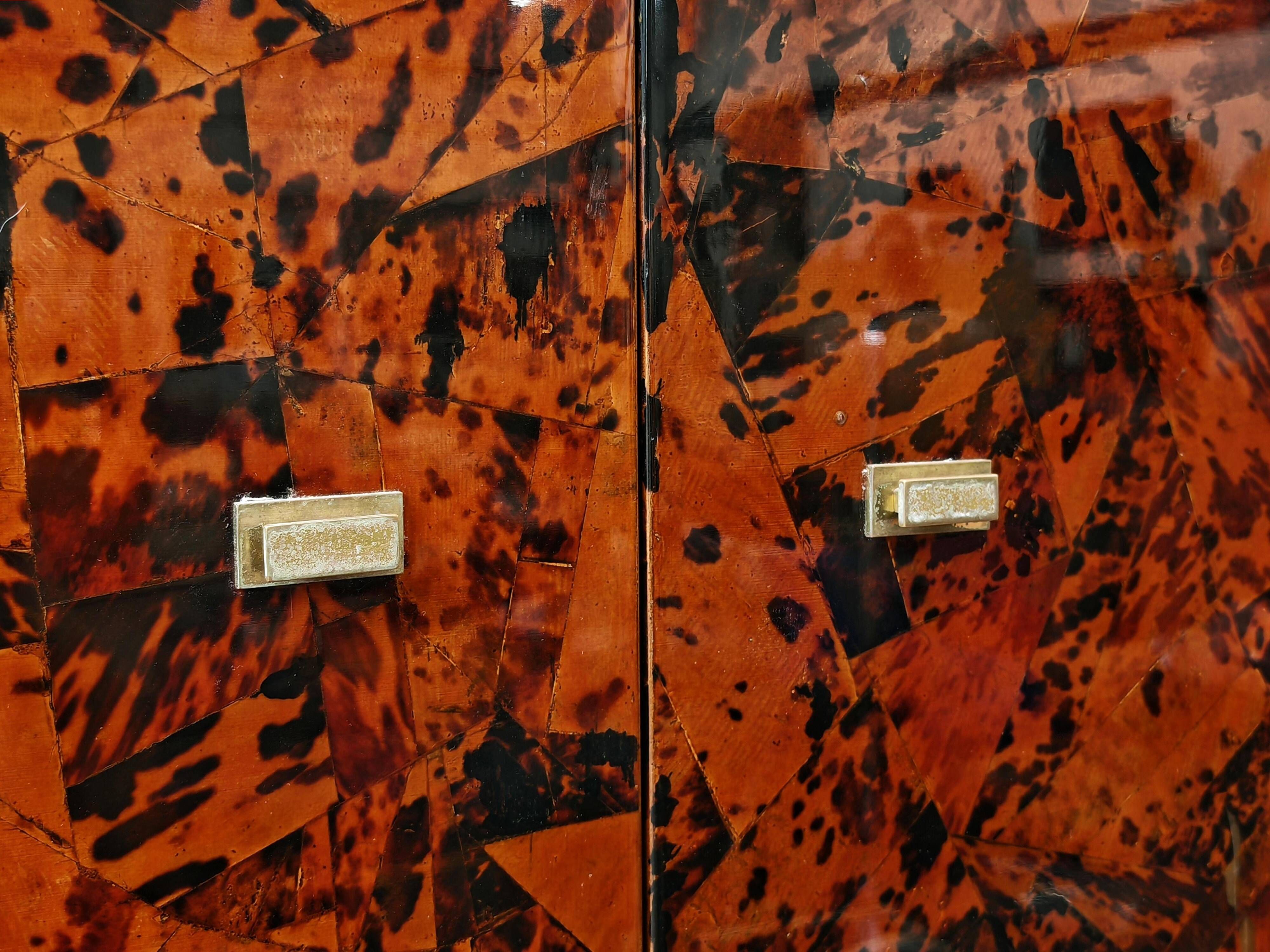 Mid Century Tall Boy or Secretary in tortoiseshell and lacquer by Ottini