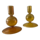 Pair of vintage amber glass candlesticks