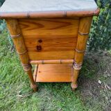 Bamboo and marble bedside table