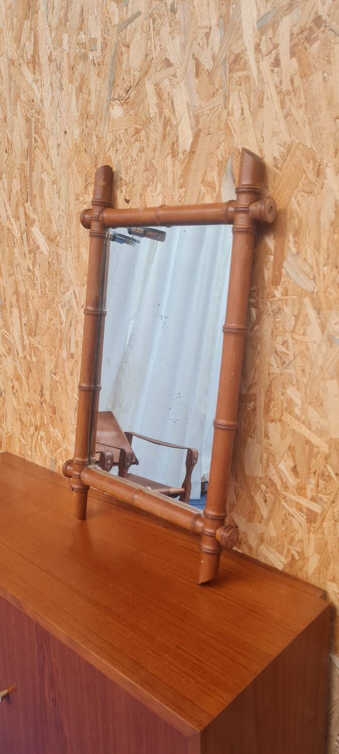 Bamboo turned wooden mirror