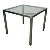 Chrome side table smoked glass 70s, end of sofa
