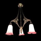 P. crespy art deco chandelier blend of bronze, pink, yellow