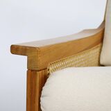 Pair of 70s cane and pine armchairs