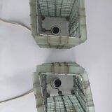 Pair of 80s glass slat lamps