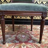 Set of 6 Louis XVI style chairs in green velvet