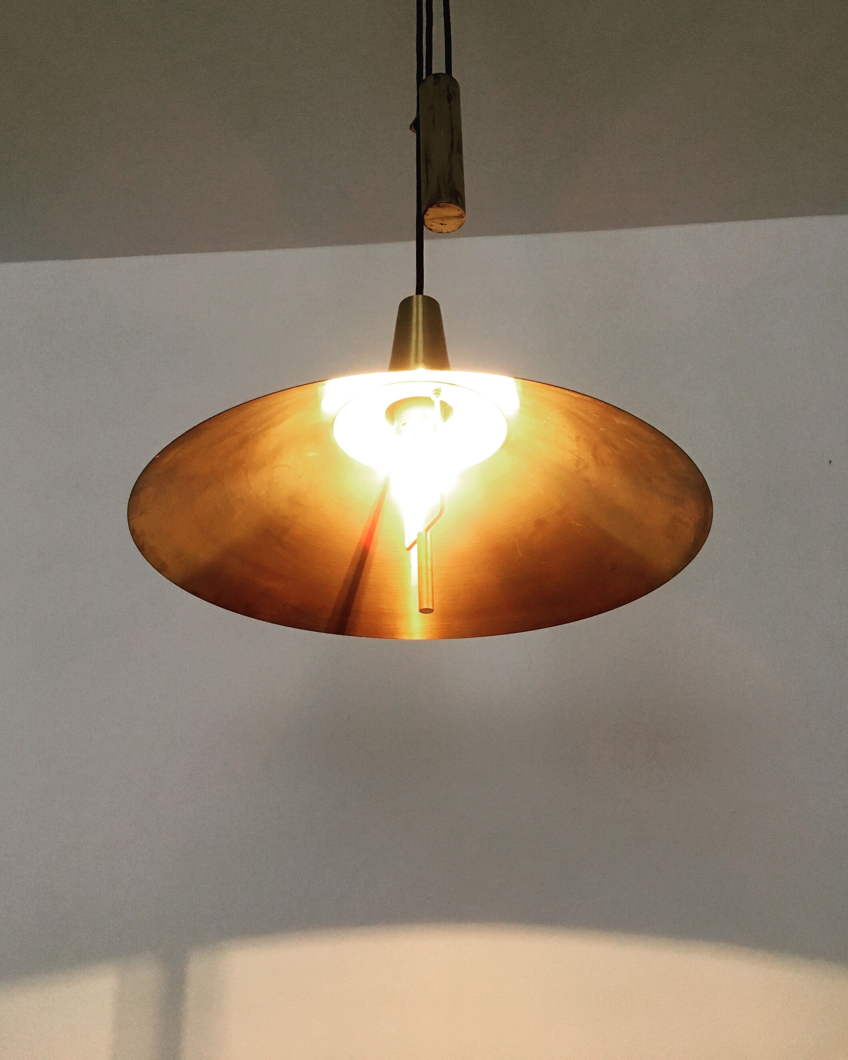 Mid Century Modern Fusijama brass pendant lamp by Th. Valentier