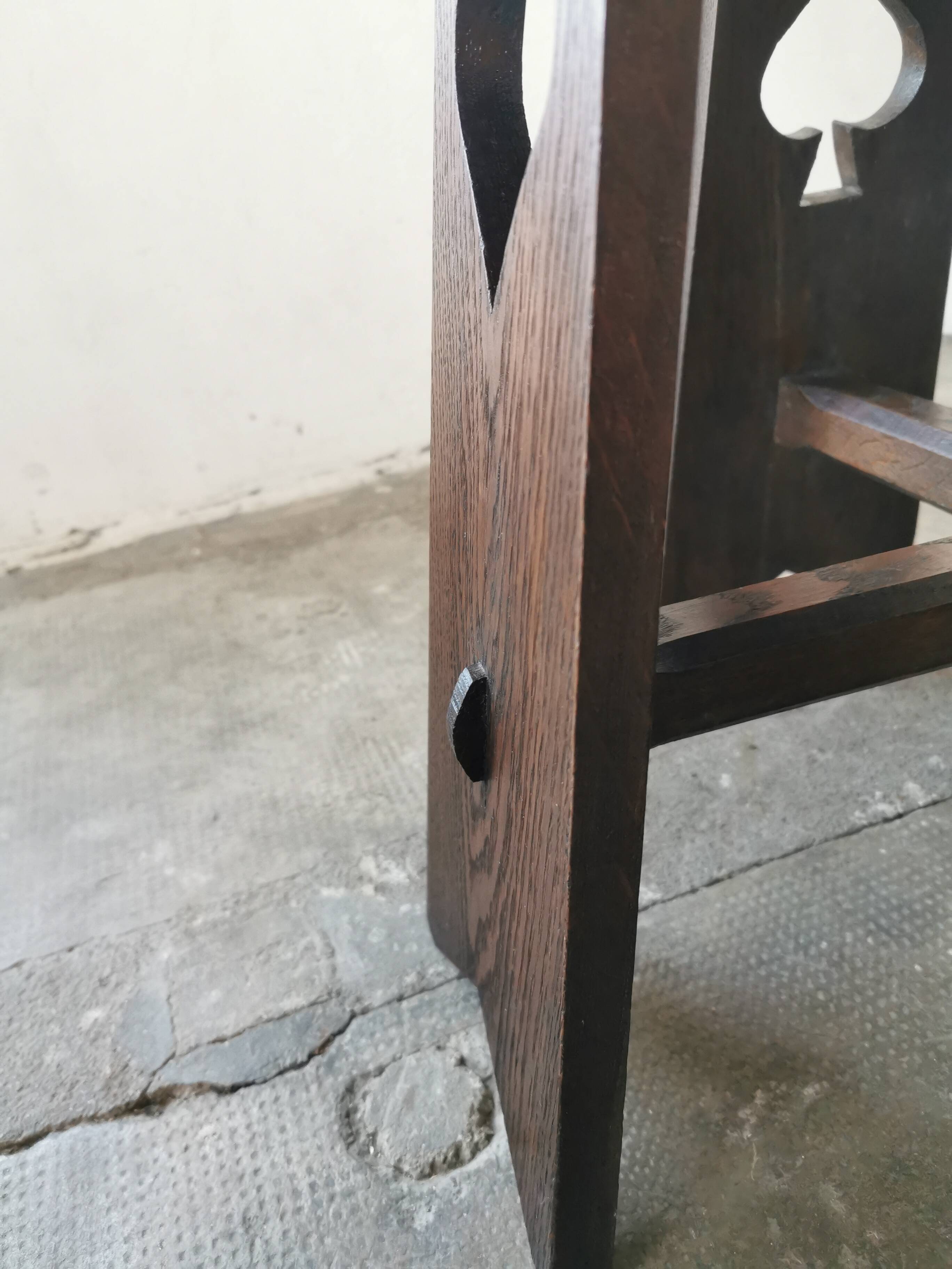 Arts and crafts style oak side table, 1950s