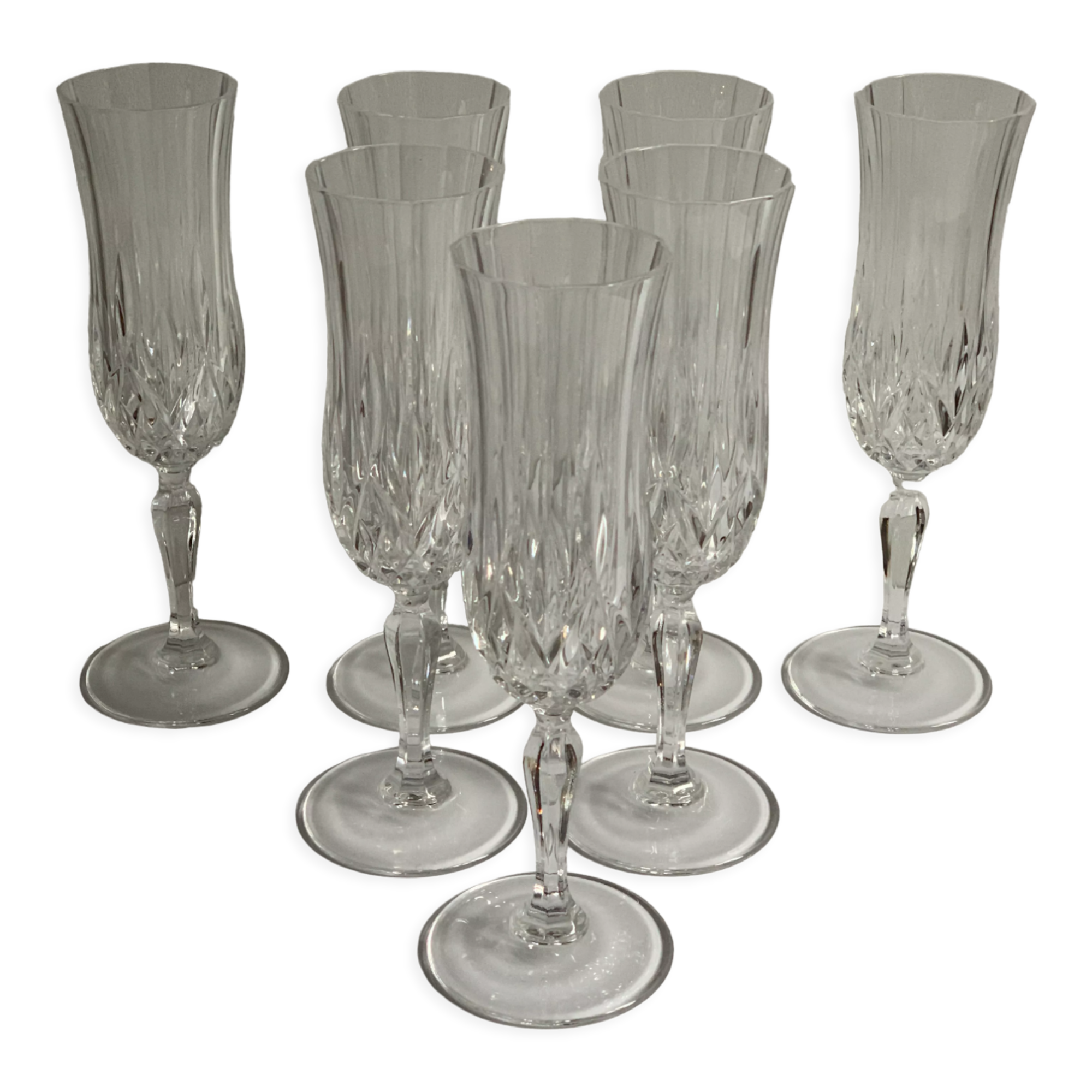 7 crystal champagne flutes