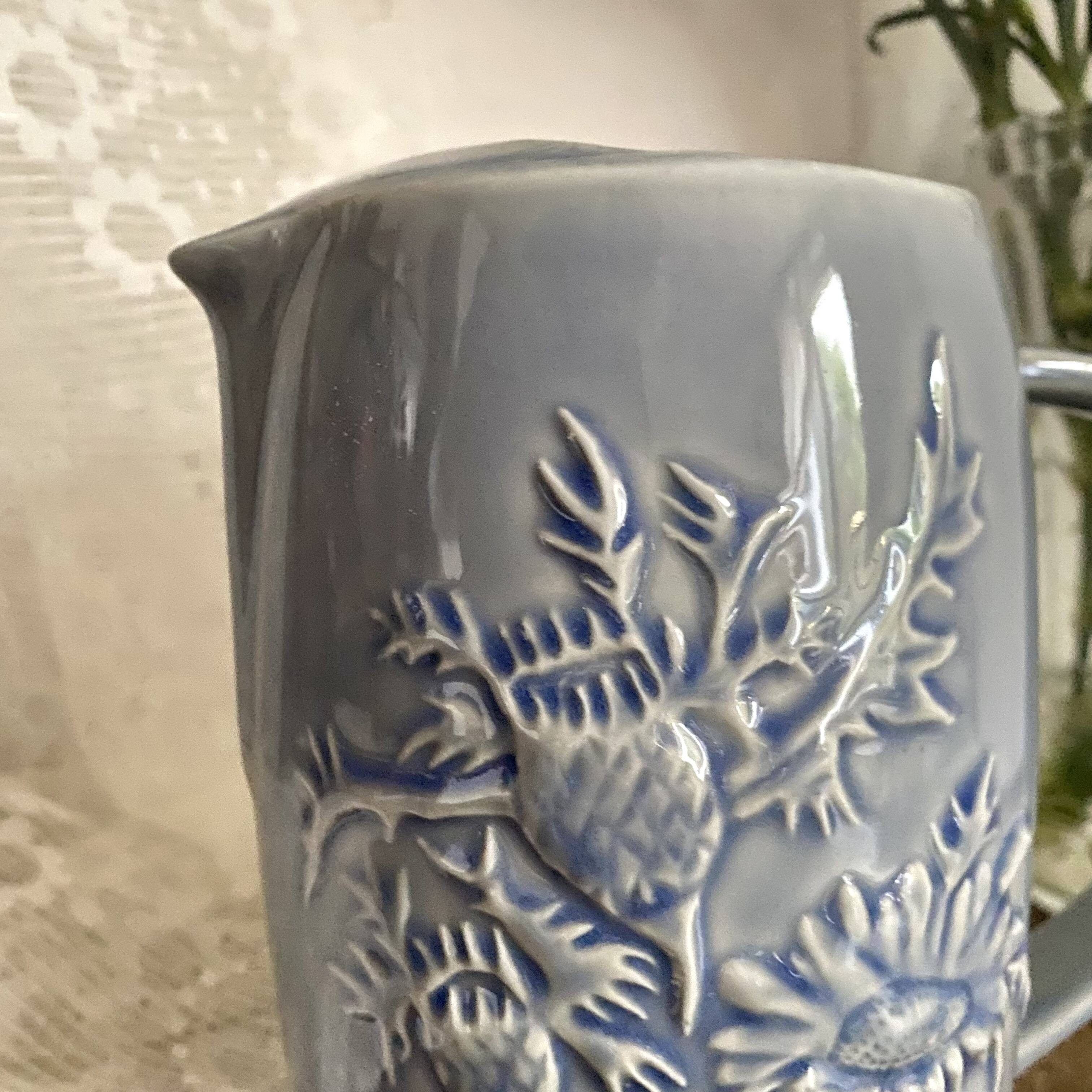 Rhodea Blue Thistle Slip Pitcher