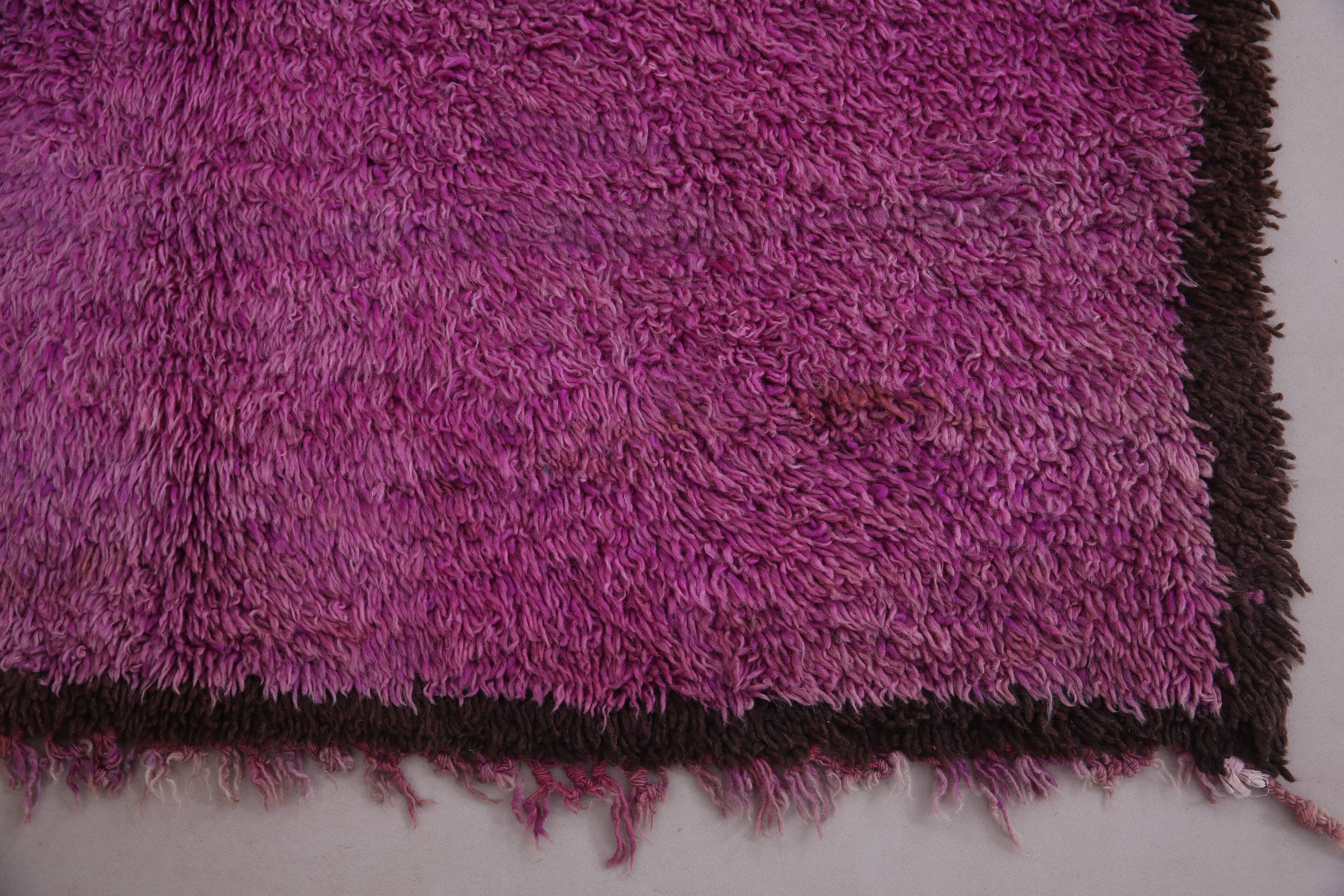 Vintage purple moroccan rug 134x272 cm - Berber rug - Wool rug handmade