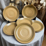 Six assiettes à dessert en grès avec spirale Sarreguemines