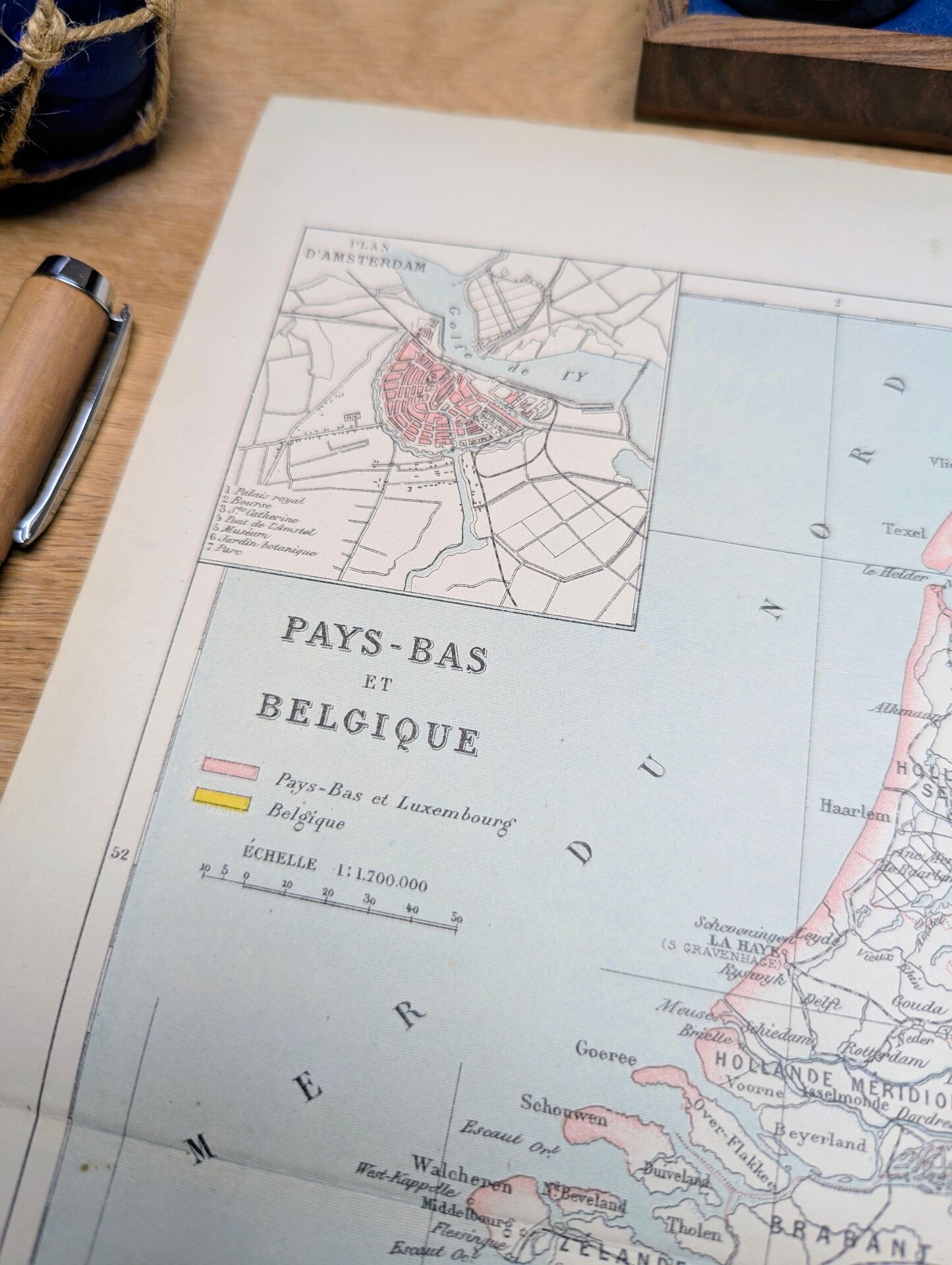 Netherlands and Belgium, period map, 1887, Authentic.