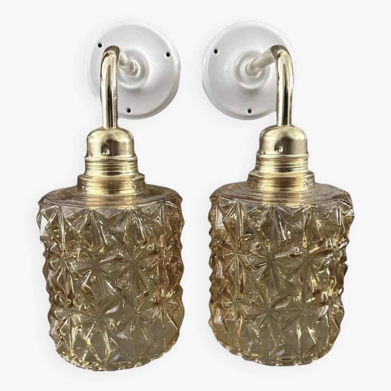 Pair of gold glass wall sconces