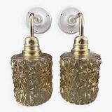 Pair of gold glass wall sconces