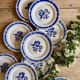 Set of 12 vintage blue flower dessert plates
