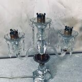 Pair of Sèvres candelabra in crystal and brass of the 20th century France 1950