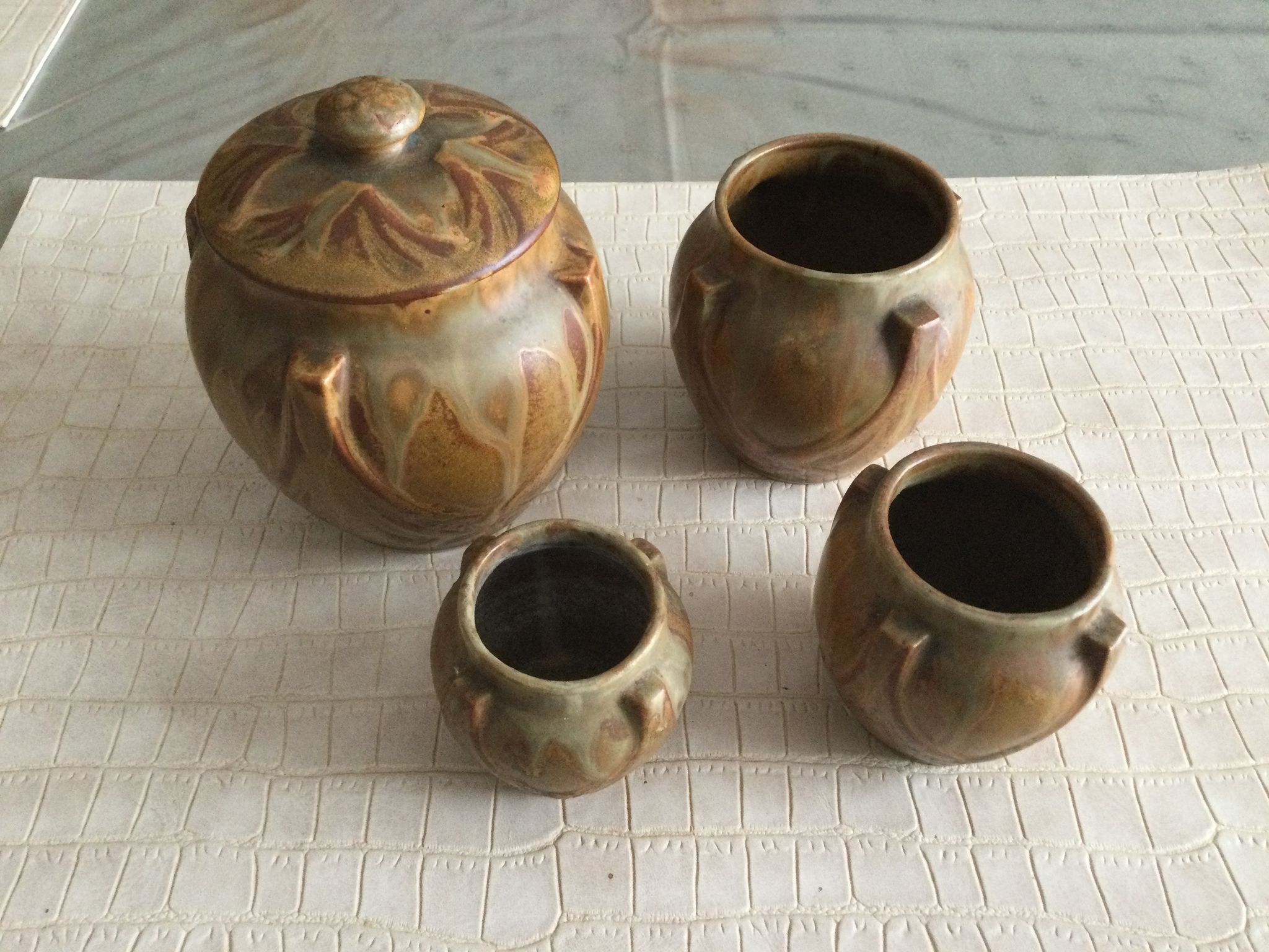 Lot de quatre pots à épices Denbac numérotés