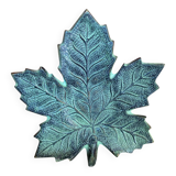 Vintage Greenish-Gray Metal Leaf-Shaped Empty Pocket Bowl