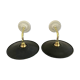 Pair of black enamelled sheet metal wall lamps electrified to nine