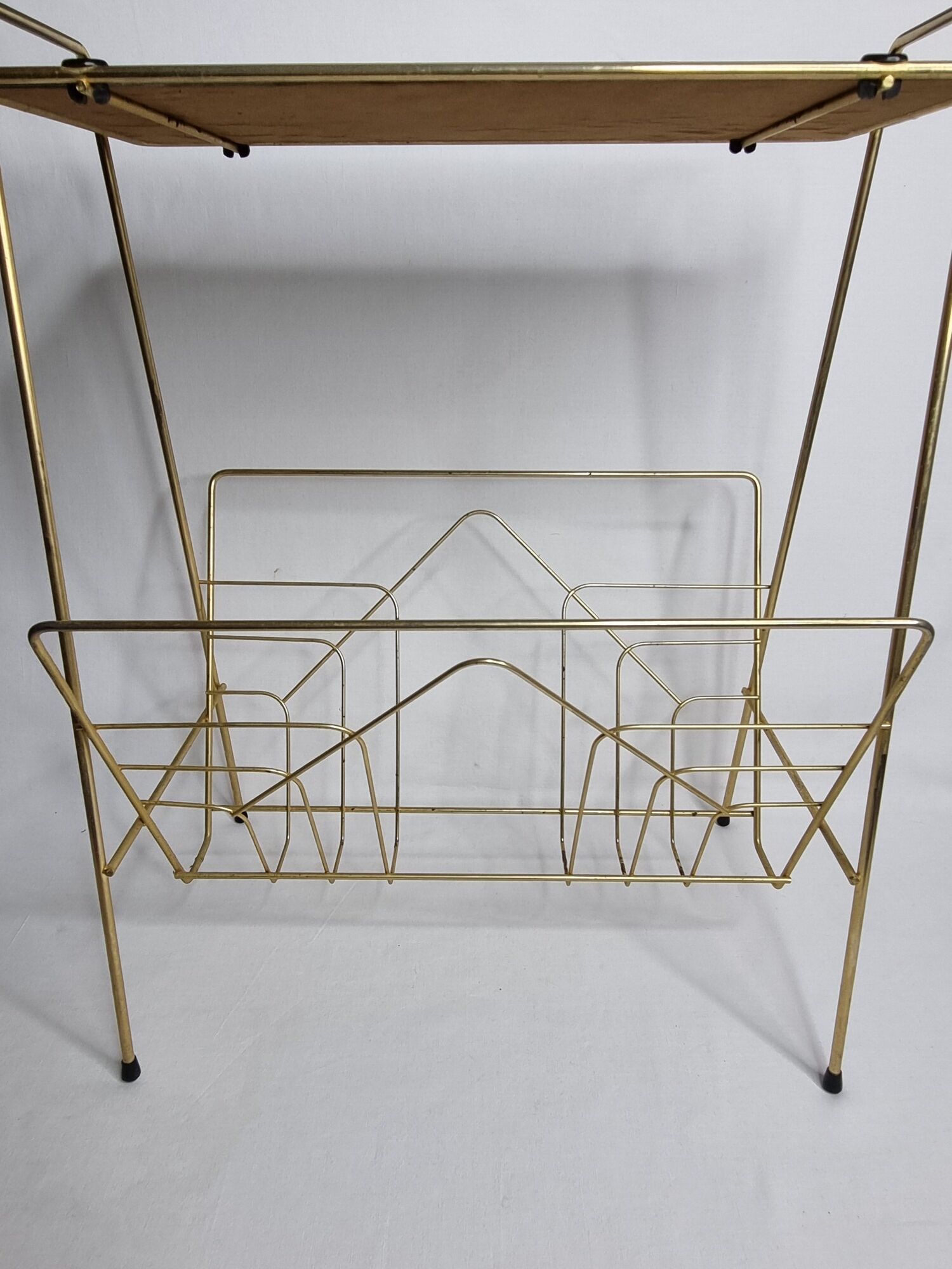 Vintage magazine shelf in glass and gilded metal