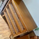 Vintage rattan and wood chest of drawers