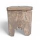 Rustic Weathered Wood Farm Stool/ Accent Table, Spain,  Early 20th-C