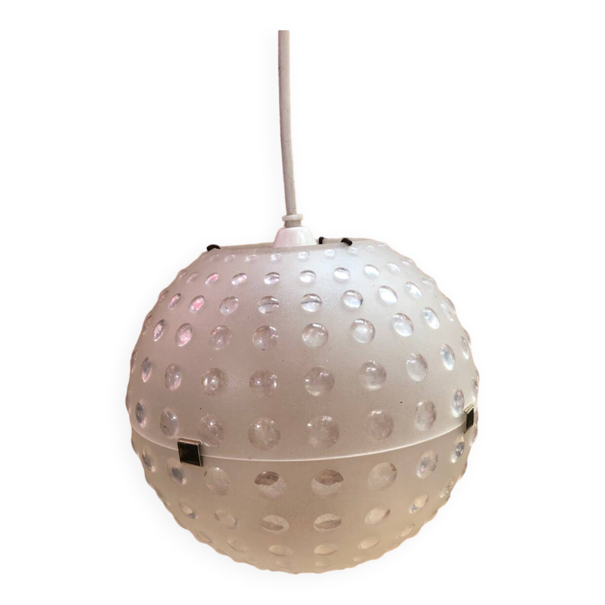 Old rotaflex plexi pendant lamp ball shape 70s vintage