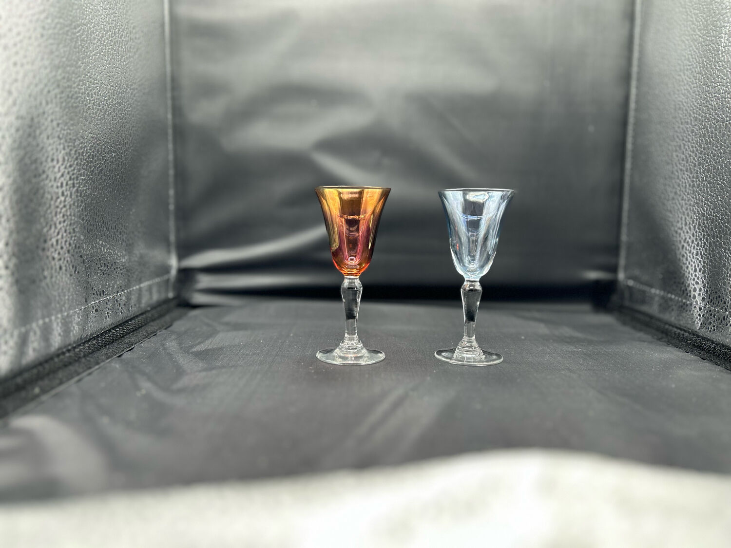 6 crystal coloured liquor glasses