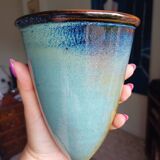 Jardinière murale vintage en céramique émaillée, signée