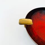 Enameled ashtray, vintage enamel bowl, mid century bar accessories.