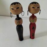 Pair of Japanese Kokeshi dolls - 1950s-1970s