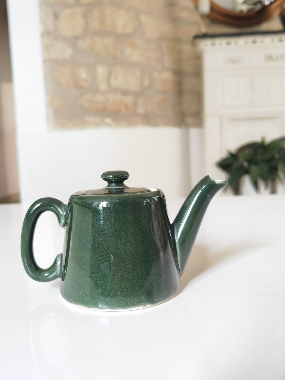 Théière de bistrot individuelle en porcelaine verte