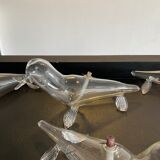 Series of 4 vintage oil lamps periglass holland blown glass