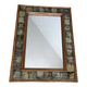 Vintage wall mirror in wood and ceramic tiles