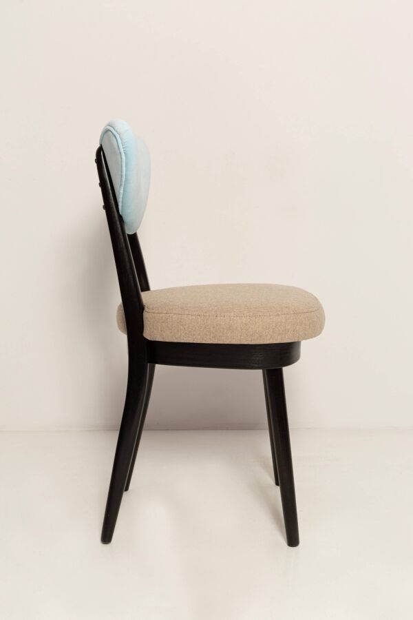 Chaise cœur en laine beige et bleue mélangée du milieu du siècle, Europe, années 1960
