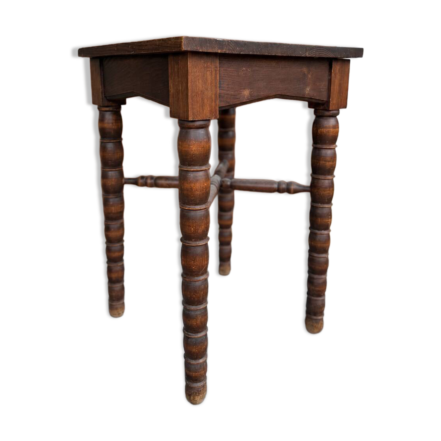 Small antique side table - turned legs - Louis XII inspiration
