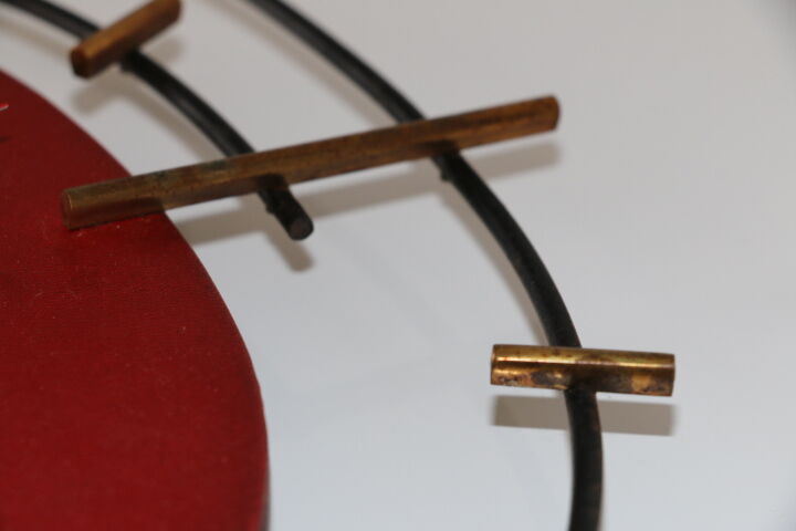 Wall clock vedette steel brass red