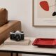 Rectangular ceramic catchall in red by Jean and Robert Cloutier.