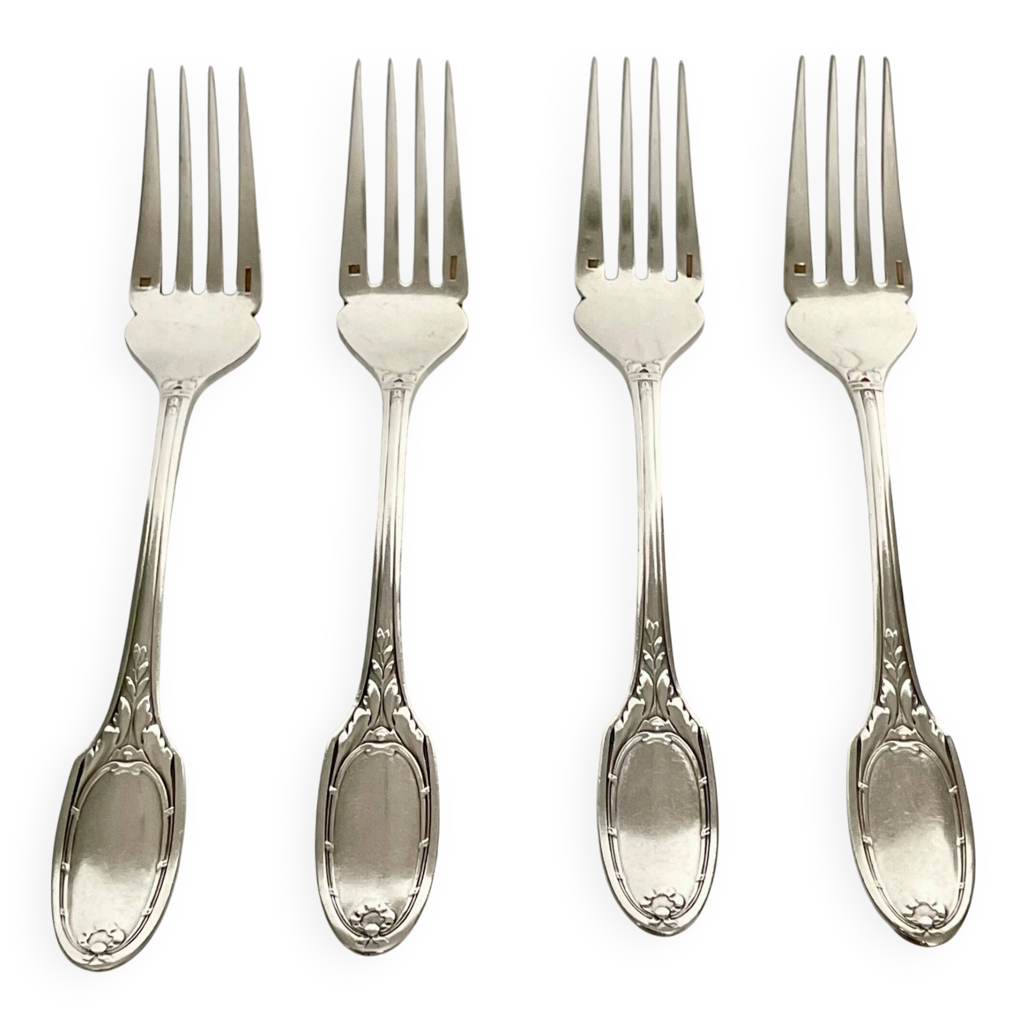 4 Marie-Antoinette Fish Forks - Christofle, Silver-Plated Metal