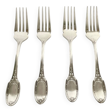 4 Fourchettes à Poisson Modèle Marie-Antoinette - Christofle, Métal Argenté